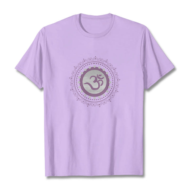 Camiseta de algodón con estampado de mandala Om y Buddha Stones - Ciruela - 2XL - image 8