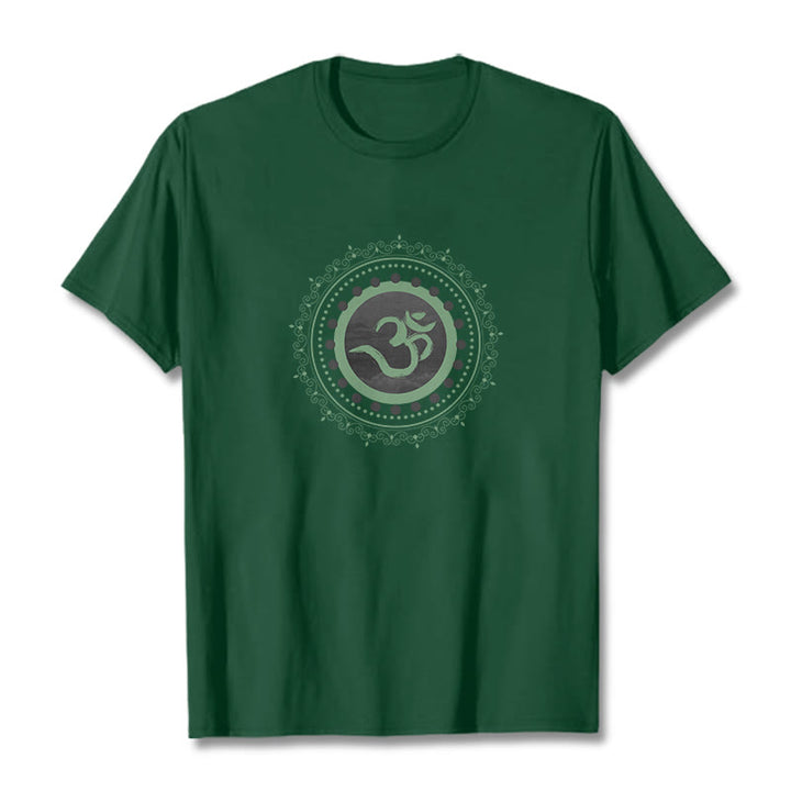 Camiseta de algodón con estampado de mandala Om y Buddha Stones - Verde bosque - 2XL - image 16