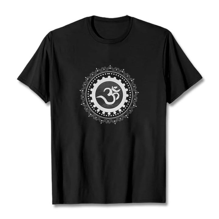 Camiseta de algodón con estampado de mandala Om y Buddha Stones - Negro - 2XL - image 4