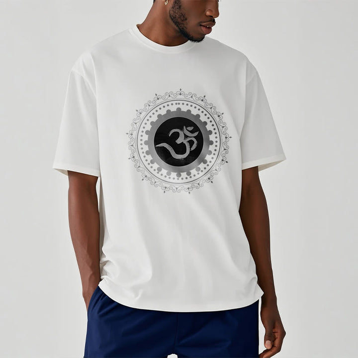 Camiseta de algodón con estampado de mandala Om y Buddha Stones - image 3