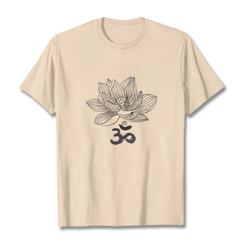 Camiseta de algodón con dibujo de loto y OM de Buddha Stones - Sopa de mariscos - 2XL - image 11