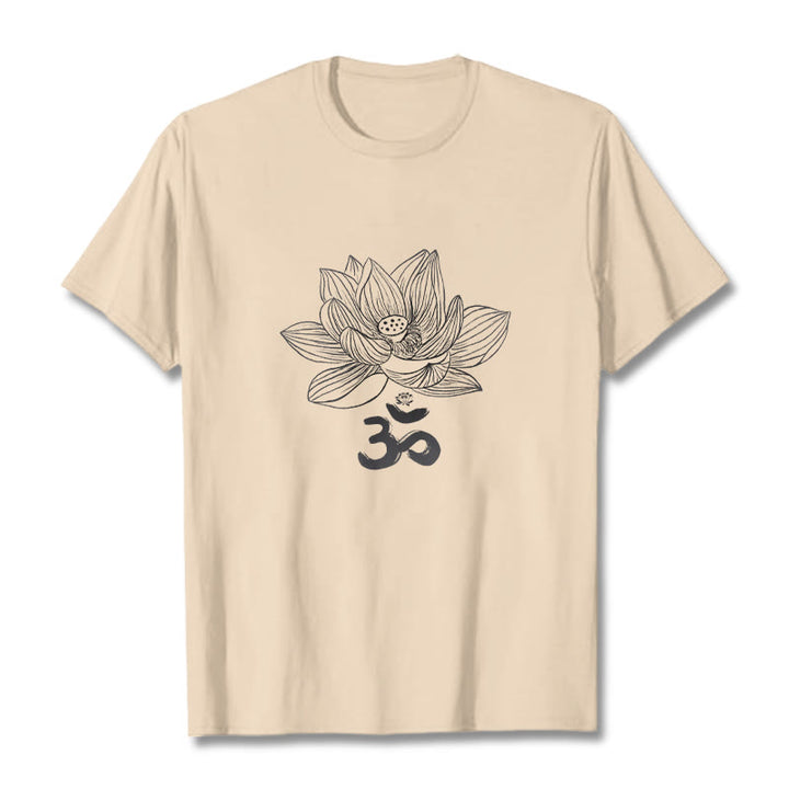 Camiseta de algodón con dibujo de loto y OM de Buddha Stones - Sopa de mariscos - 2XL - image 11