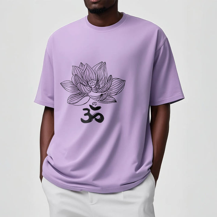 Camiseta de algodón con dibujo de loto y OM de Buddha Stones - image 17