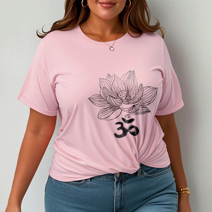 Camiseta de algodón con dibujo de loto y OM de Buddha Stones - image 15