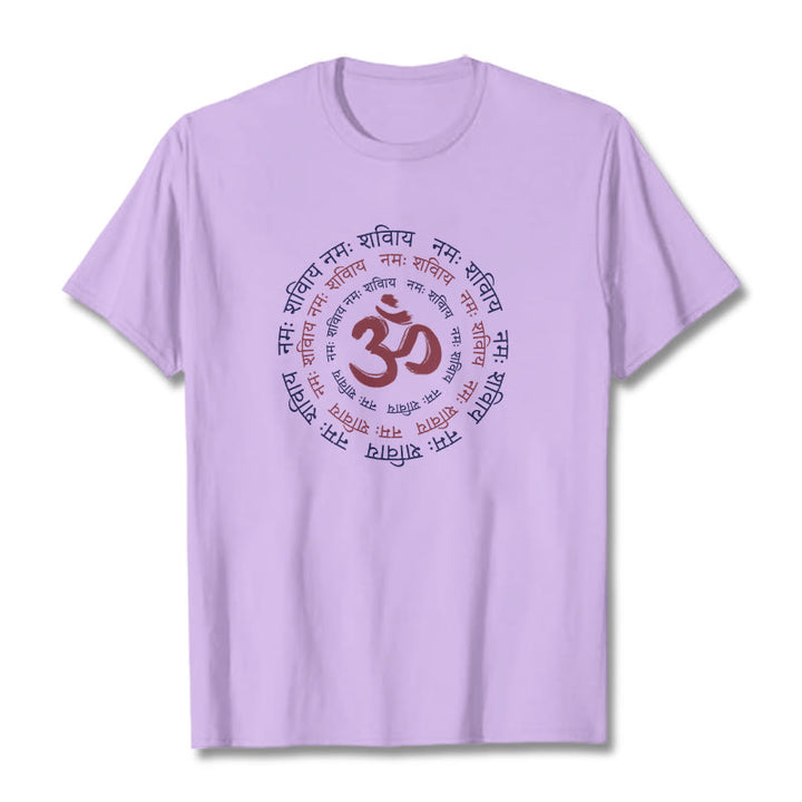 Camiseta de algodón con caracteres sánscritos del mantra OM de Buddha Stones - Ciruela - 2XL - image 7
