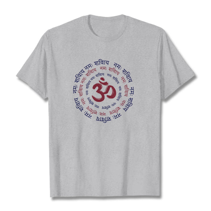 Camiseta de algodón con caracteres sánscritos del mantra OM de Buddha Stones - Gris claro - 2XL - image 11