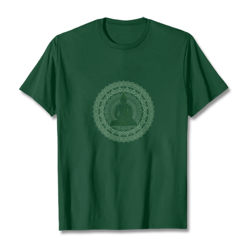 Camiseta de algodón con mandala de Buddha Stones de Buda - Verde bosque - 2XL - image 5