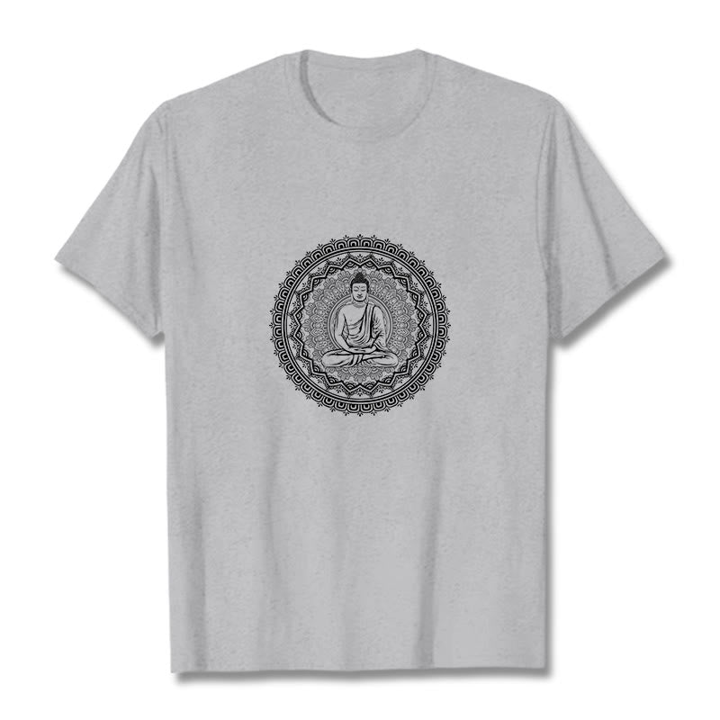 Camiseta de algodón con mandala de Buddha Stones de Buda - Gris claro - 2XL - image 15