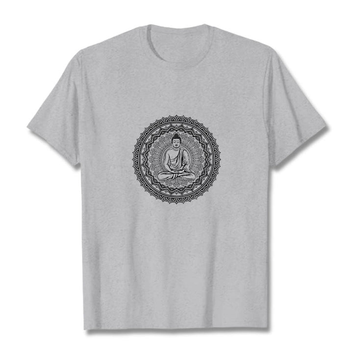 Camiseta de algodón con mandala de Buddha Stones de Buda - Gris claro - 2XL - image 15