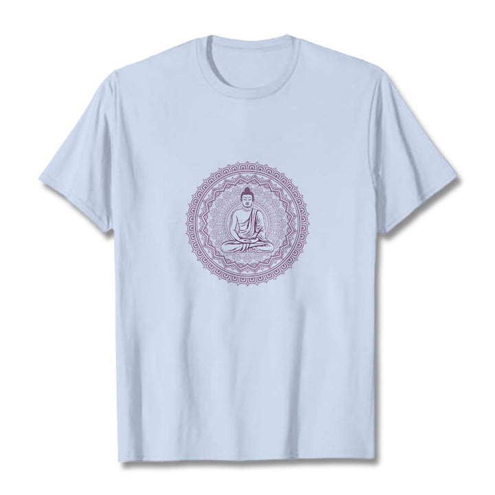 Camiseta de algodón con mandala de Buddha Stones de Buda - Cian claro - 2XL - image 15