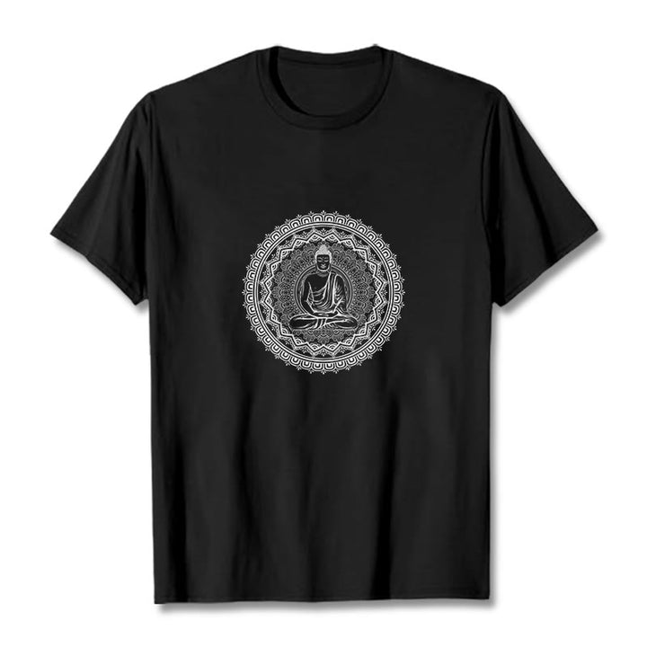 Camiseta de algodón con mandala de Buddha Stones de Buda - Negro - 2XL - image 8