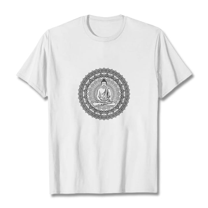 Camiseta de algodón con mandala de Buddha Stones de Buda - Blanco - 2XL - image 12