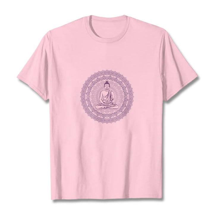 Camiseta de algodón con mandala de Buddha Stones de Buda - rosa claro - 2XL - image 18