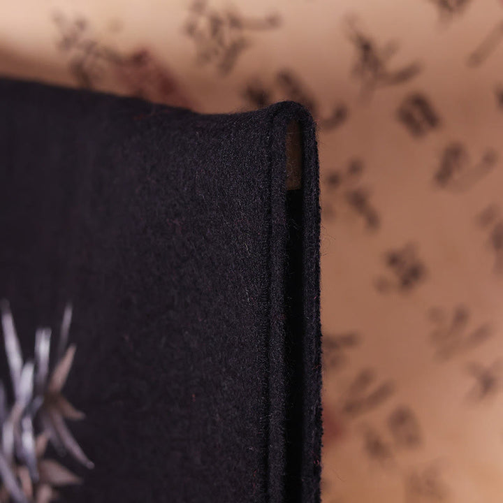 Chal de lana con Buddha Stones y hojas de bambú bordadas con borlas, bufanda de viaje acogedora para el invierno - image 3