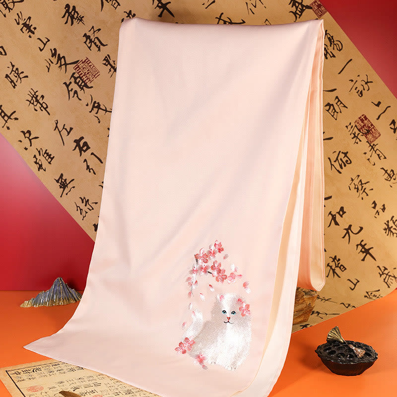 Bufanda de viaje acogedora de invierno con bordado de Suzhou, Buddha Stones , mariposa Yulan, bambú, urraca