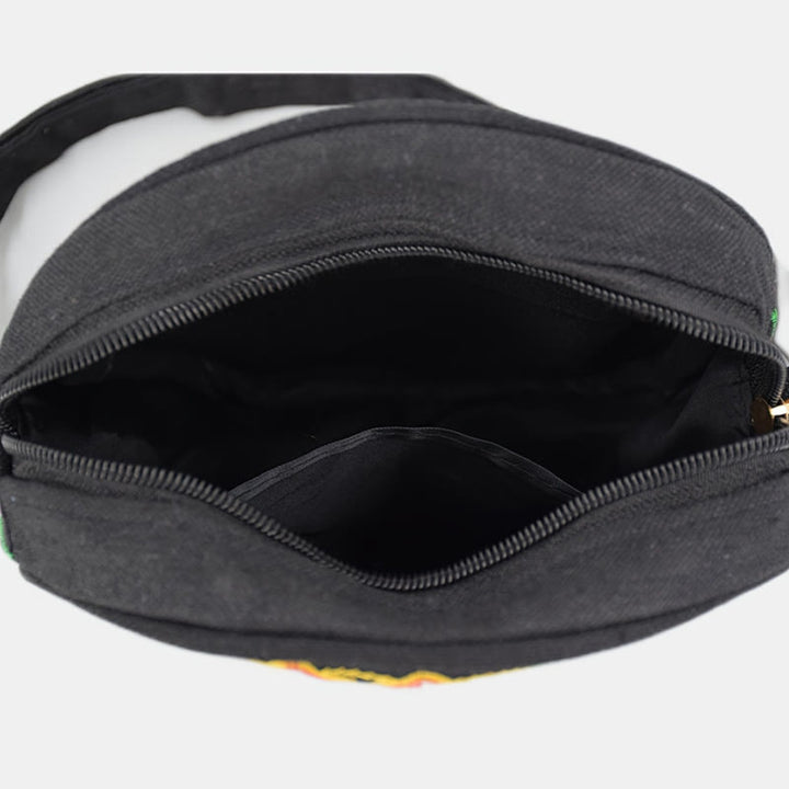 Bolso de mano de lona con bordado de doble cara, bolso cruzado, bolso de mano, árbol del dinero, flores de peonía, rosa, pavo real, Galsang, Inula
