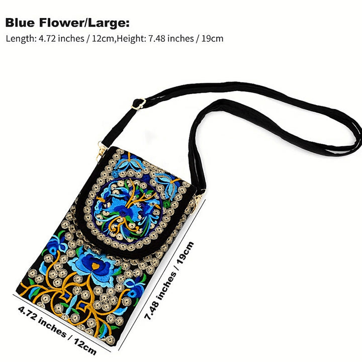 Mochila de lona con bordado de rosas y flores de Inula y Buddha Stones