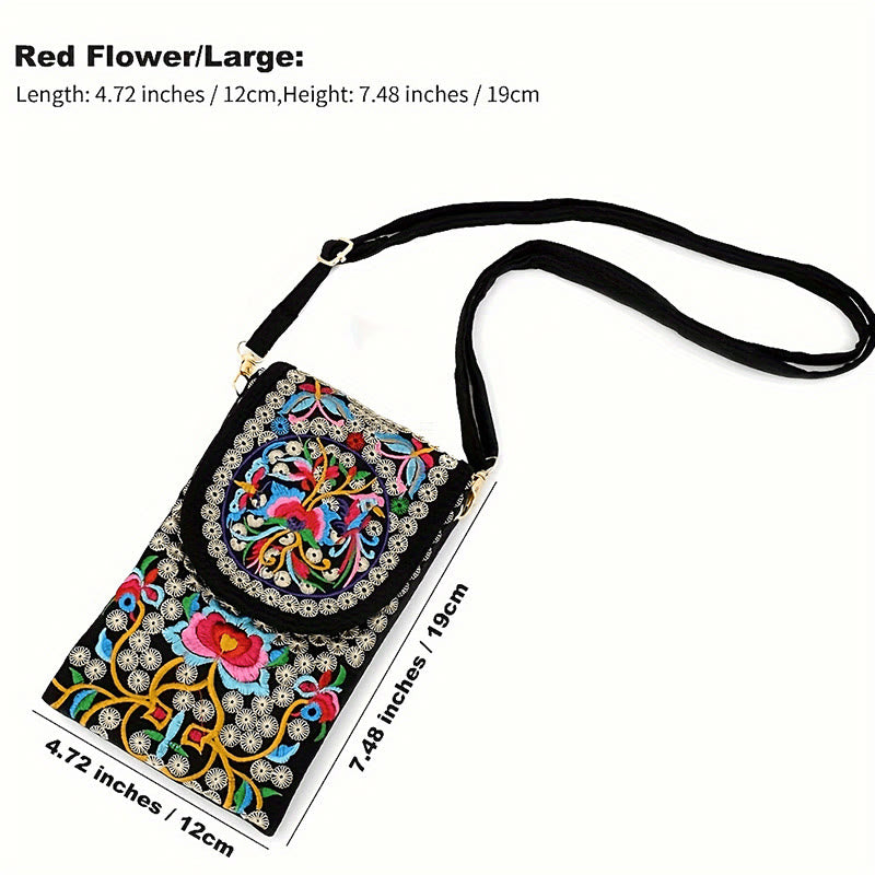 Mochila de lona con bordado de rosas y flores de Inula y Buddha Stones