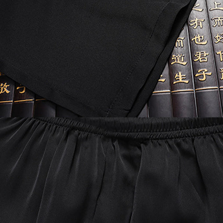Traje Tang de flor de melocotón de bambú con piedras de Buddha Stones, uniforme tradicional Hanfu, Top de manga corta, pantalones, conjunto de ropa para hombre