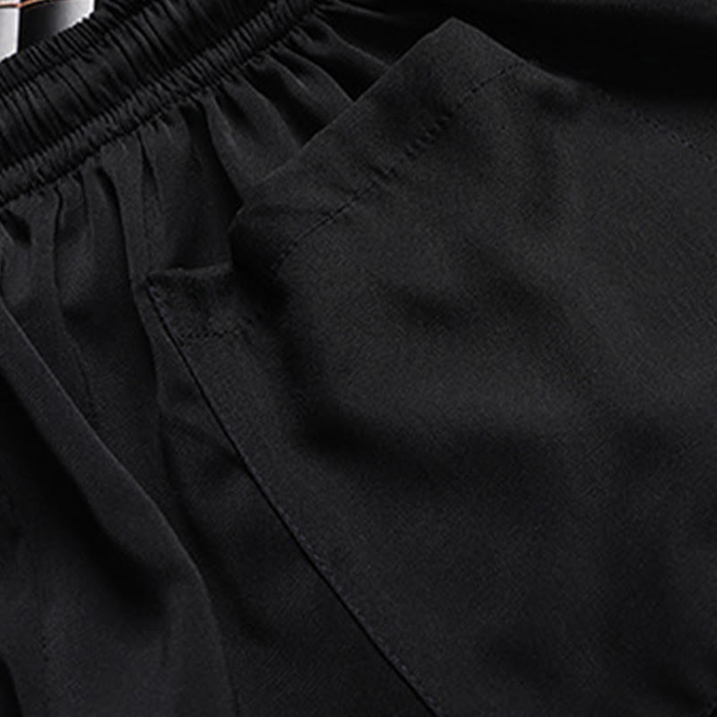 Traje Tang de flor de melocotón de bambú con piedras de Buddha Stones, uniforme tradicional Hanfu, Top de manga corta, pantalones, conjunto de ropa para hombre