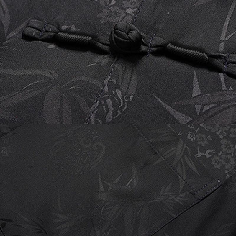 Traje Tang de flor de melocotón de bambú con piedras de Buddha Stones, uniforme tradicional Hanfu, Top de manga corta, pantalones, conjunto de ropa para hombre