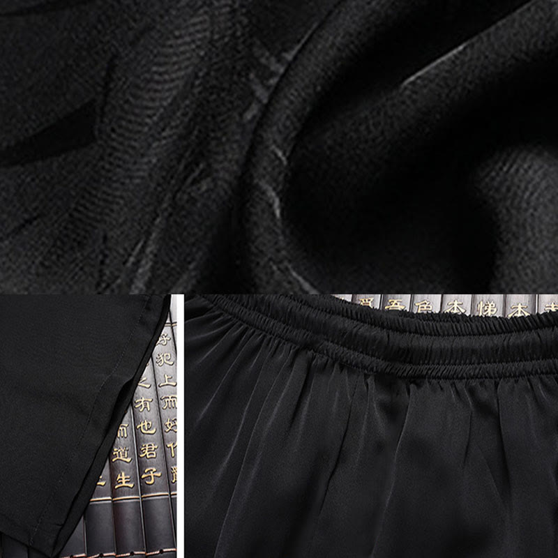 Traje Tang de flor de melocotón de bambú con piedras de Buddha Stones, uniforme tradicional Hanfu, Top de manga corta, pantalones, conjunto de ropa para hombre