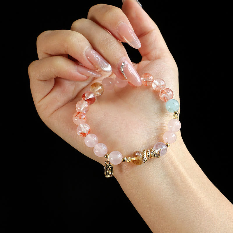 Pulsera de la suerte del año de la serpiente con Buddha Stones, varios cristales, cristal rosa y amatista - image 13