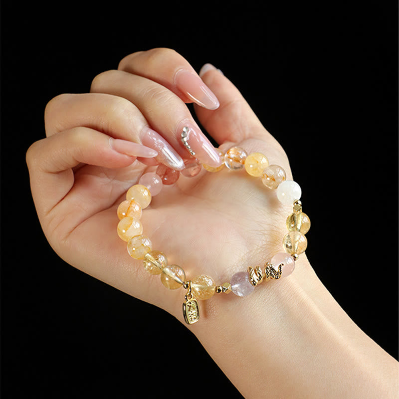 Pulsera de la suerte del año de la serpiente con Buddha Stones, varios cristales, cristal rosa y amatista - image 9