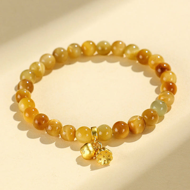 Pulsera de protección con Buddha Stones, ojo de tigre, carácter Fu, bambú, pez Koi, loto, Om Mani Padme Hum