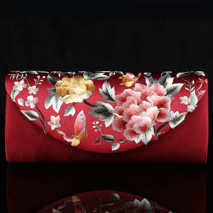 Bolso de mano con diseño de tulipán y peonía con Buddha Stones y bordado para bodas