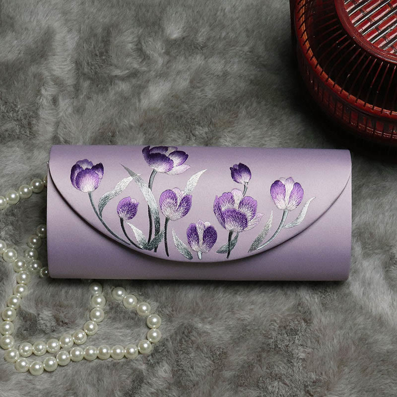 Bolso de mano con diseño de tulipán y peonía con Buddha Stones y bordado para bodas