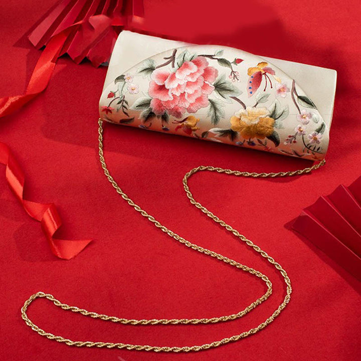 Bolso de mano con diseño de tulipán y peonía con Buddha Stones y bordado para bodas