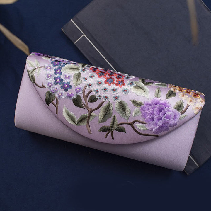 Cartera de mano con bordado de hortensias y Buddha Stones, bolso de mano, bolso cruzado