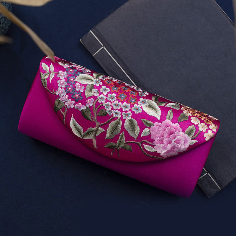 Cartera de mano con bordado de hortensias y Buddha Stones, bolso de mano, bolso cruzado