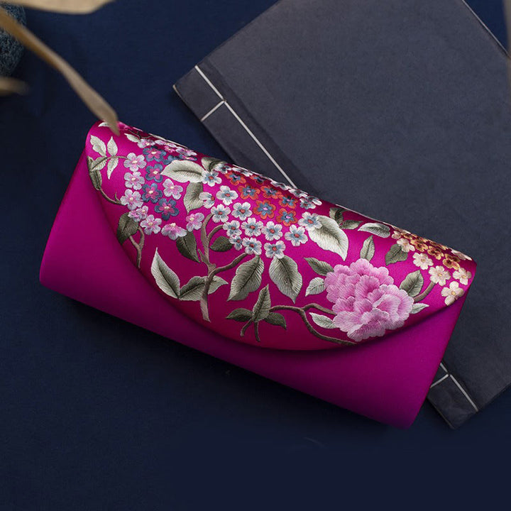 Cartera de mano con bordado de hortensias y Buddha Stones, bolso de mano, bolso cruzado
