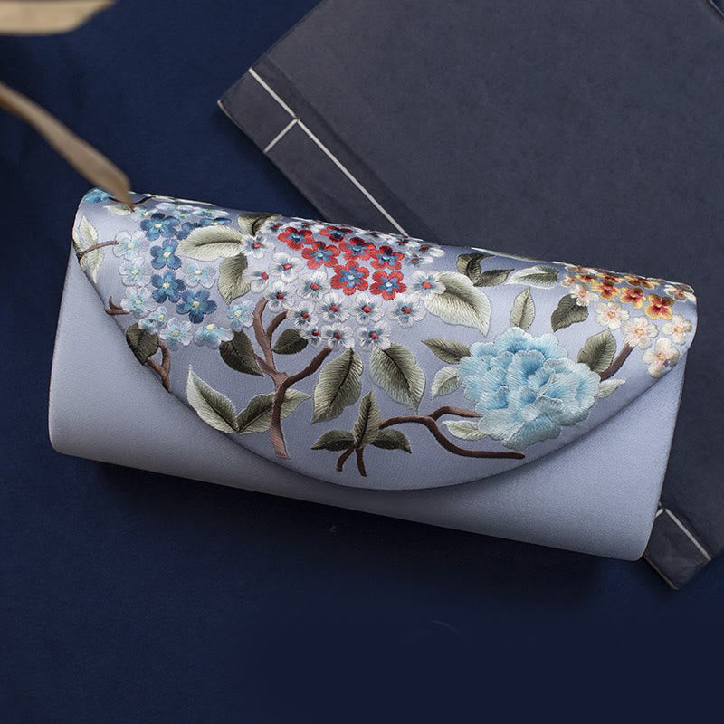 Cartera de mano con bordado de hortensias y Buddha Stones, bolso de mano, bolso cruzado