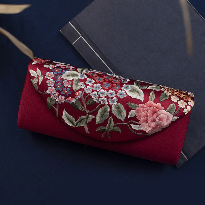 Cartera de mano con bordado de hortensias y Buddha Stones, bolso de mano, bolso cruzado