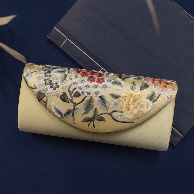 Cartera de mano con bordado de hortensias y Buddha Stones, bolso de mano, bolso cruzado