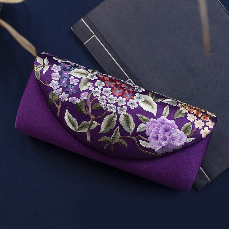 Cartera de mano con bordado de hortensias y Buddha Stones, bolso de mano, bolso cruzado