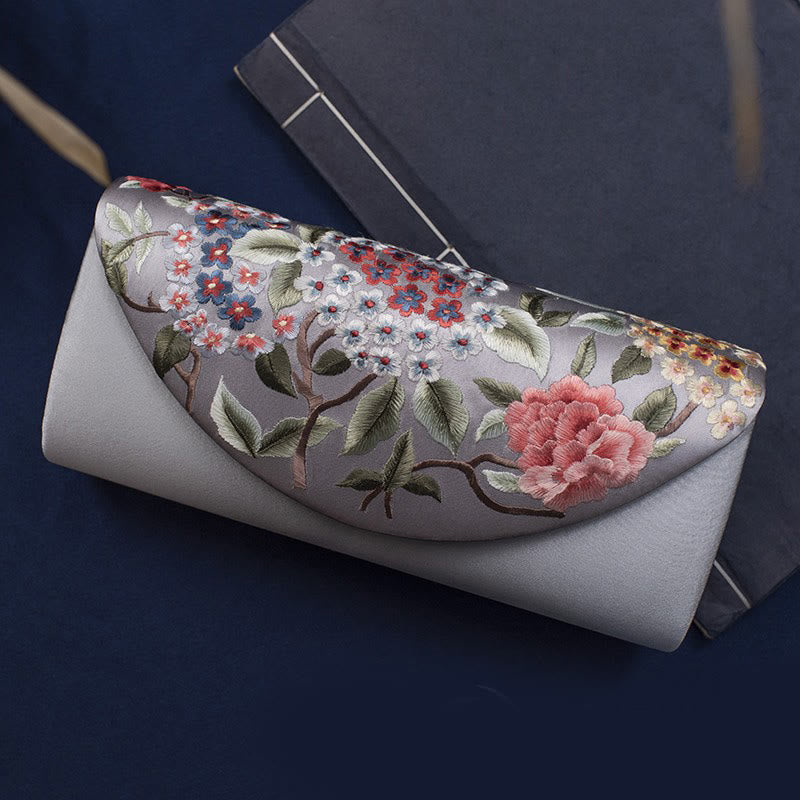 Cartera de mano con bordado de hortensias y Buddha Stones, bolso de mano, bolso cruzado
