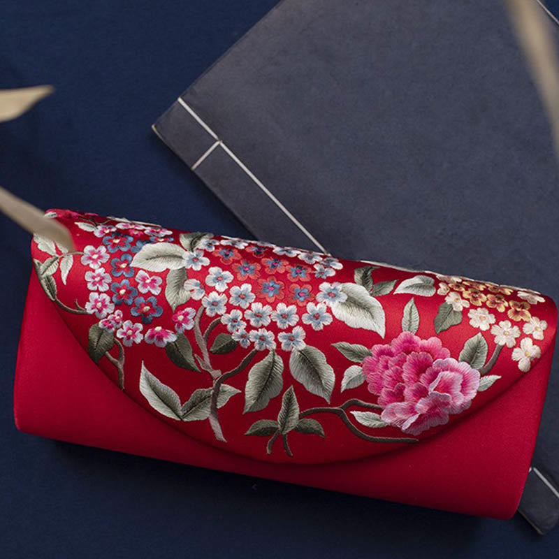 Cartera de mano con bordado de hortensias y Buddha Stones, bolso de mano, bolso cruzado