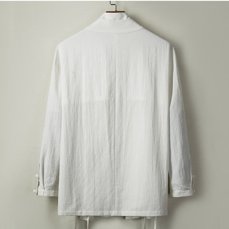 Chaqueta de lino y algodón para hombre con diseño de Hanfu chino con Buddha Stones - image 3