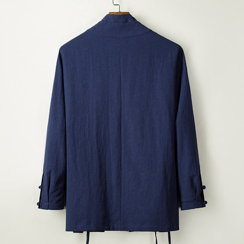 Chaqueta de lino y algodón para hombre con diseño de Hanfu chino con Buddha Stones - image 1