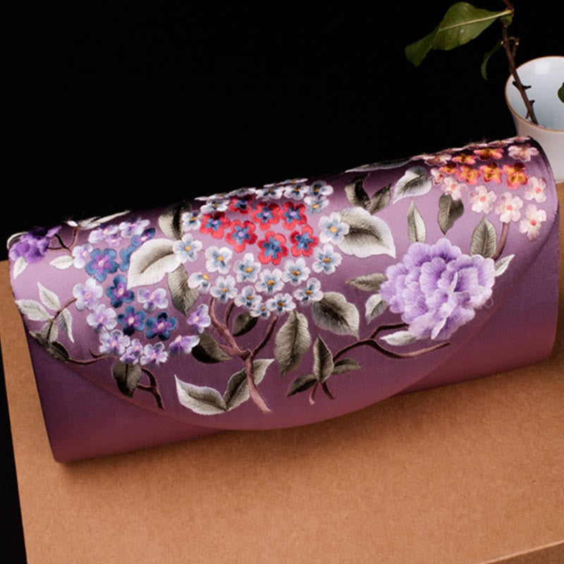 Cartera de mano con bordado de hortensias y Buddha Stones, bolso de mano, bolso cruzado