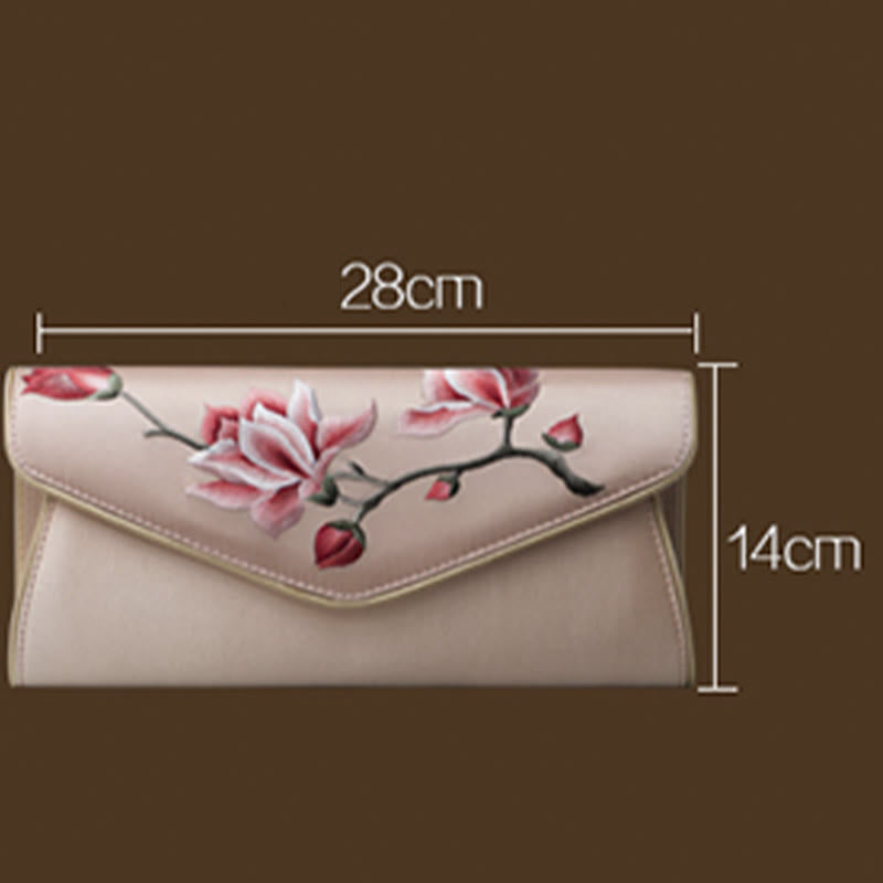 Bolso de mano con bordado de magnolia y Buddha Stones para bodas
