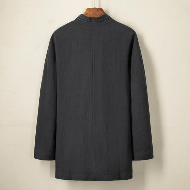 Chaqueta de lino y algodón con cordones para hombre, sencilla , con Buddha Stones , para otoño, ropa zen - image 7