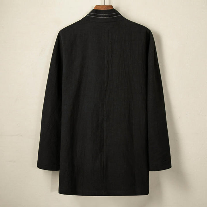 Chaqueta de lino y algodón con cordones para hombre, sencilla , con Buddha Stones , para otoño, ropa zen - image 1