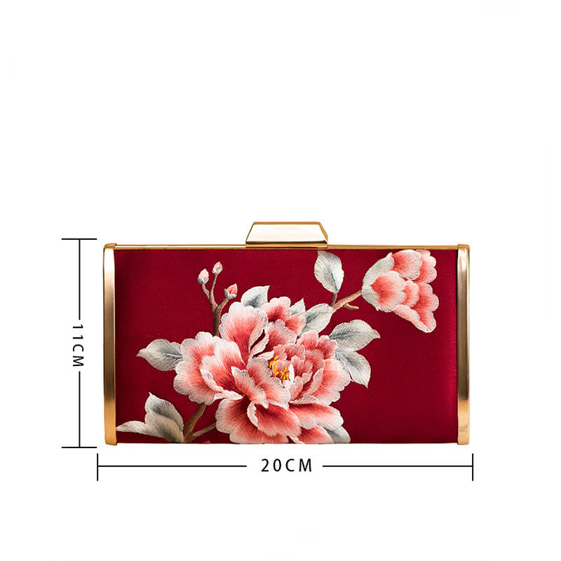 Bolso de mano con diseño de Buddha Stones, clavel, peonía, begonia, bordado, para boda, para ir de compras, bandolera