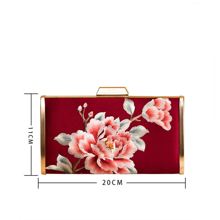 Bolso de mano con diseño de Buddha Stones, clavel, peonía, begonia, bordado, para boda, para ir de compras, bandolera