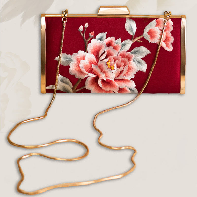 Bolso de mano con diseño de Buddha Stones, clavel, peonía, begonia, bordado, para boda, para ir de compras, bandolera